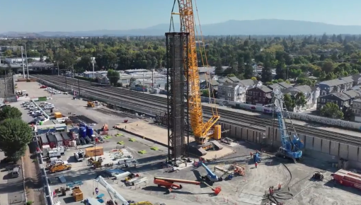 Massive Crane at Work on BART Silicon Valley Extension, Signaling Major Construction Milestone        