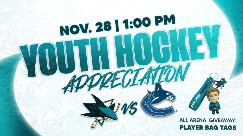 San Jose Sharks vs. Vancouver Canucks: Youth Hockey Appreciation — 1 p.m. at SAP Center, San Jose