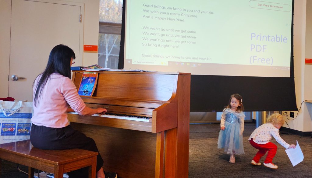 When Misato Weber heard the Mission Branch Library needed someone to play the piano for a holiday singalong, she volunteered.