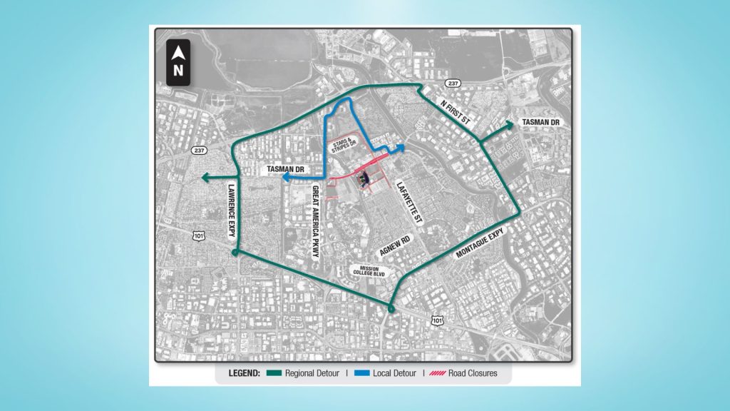 As Santa Clara prepares for Super Bowl LX, the second round of road closures gets underway including Tasman Drive.