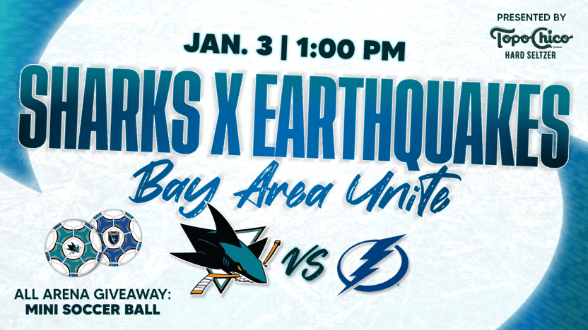 Sharks x Earthquakes Bay Area Unite: San Jose Sharks vs. Tampa Bay Lightning — 1 p.m. at SAP Center, San Jose
