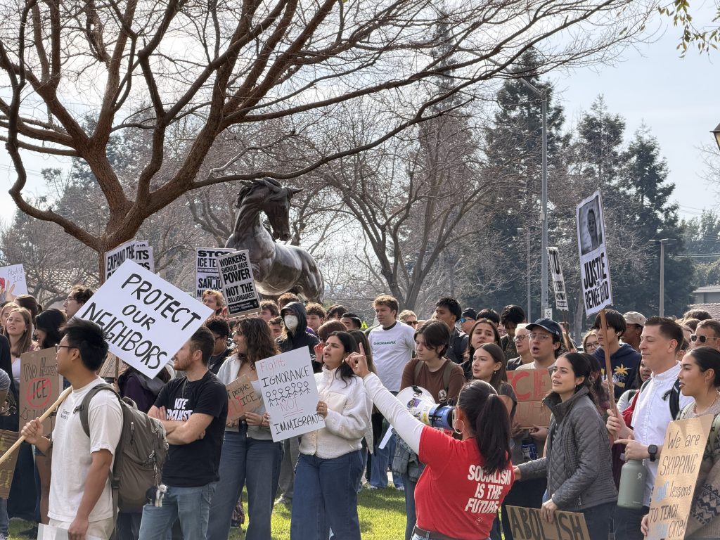 Santa Clara University students, faculty and local community members gathered on Jan. 30 as part of a national day of action against ICE.