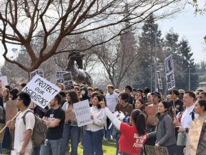 Hundreds Rally at SCU in Anti-ICE Protest