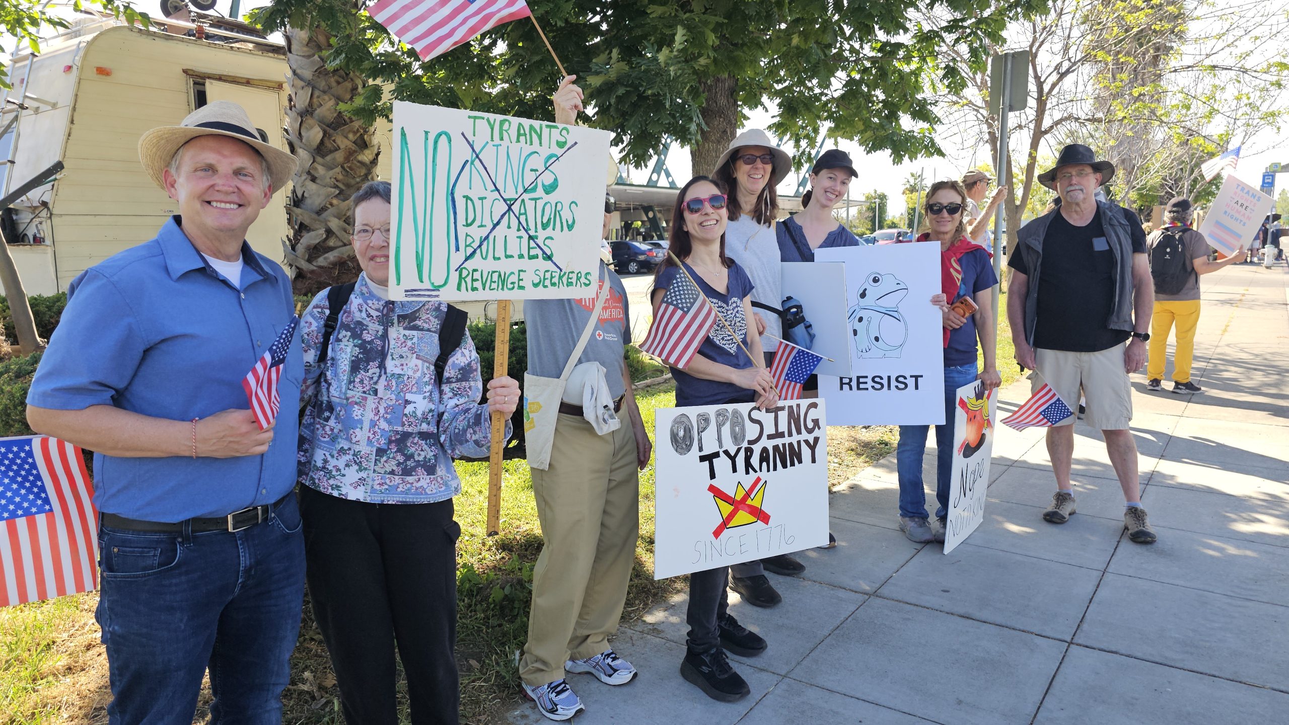 Thousands of people lined El Camino Real on March 28 for a third No Kings Day protest against President Trump's policies.