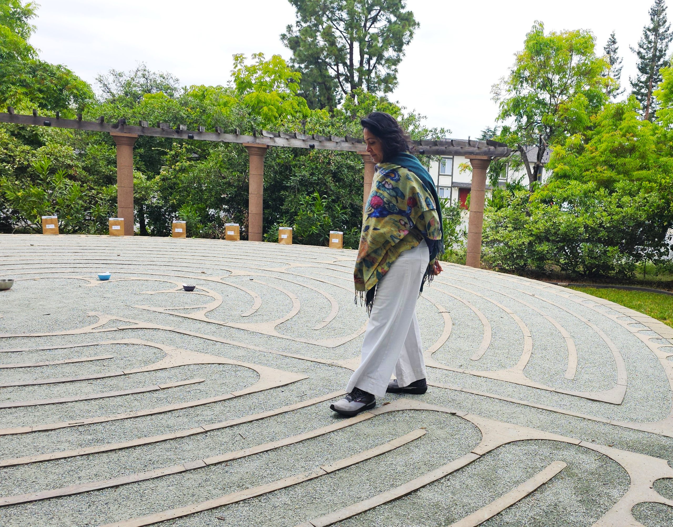 Won't you be my neighbor? Healer Anumeha (Anu) Gupta was at the outdoor labyrinth in Sunnyvale to find her spiritual center.