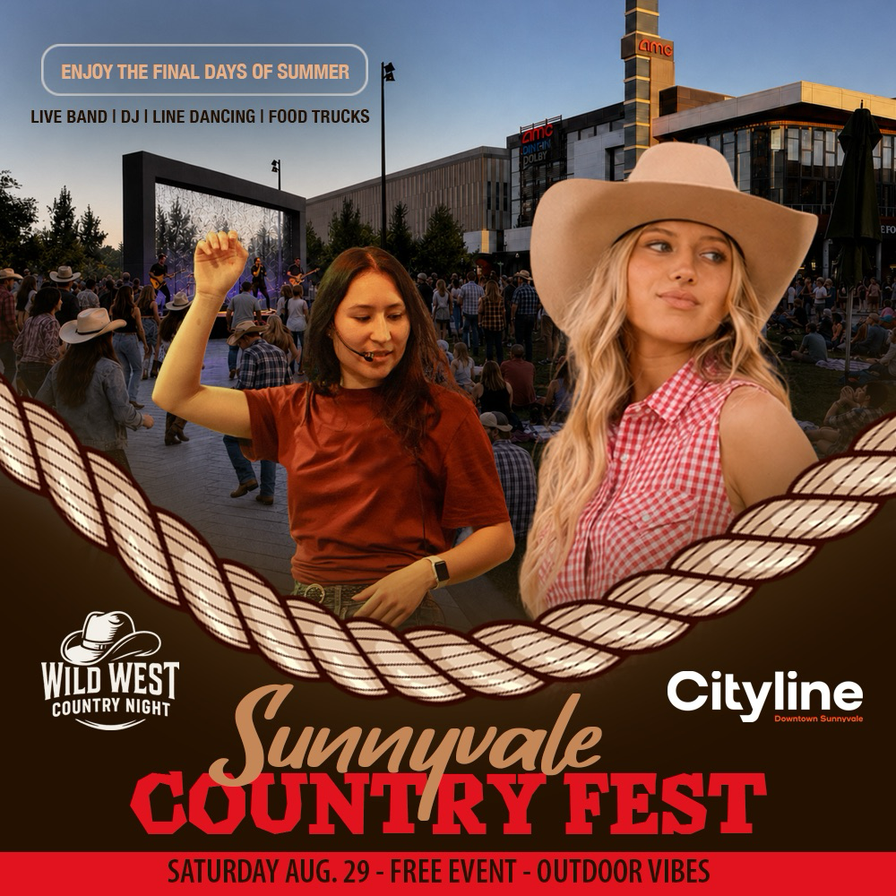 Sunnyvale Country Fest — Saturday, Aug. 29, 3 p.m. – 8 p.m., at Cityline Redwood Square, Sunnyvale