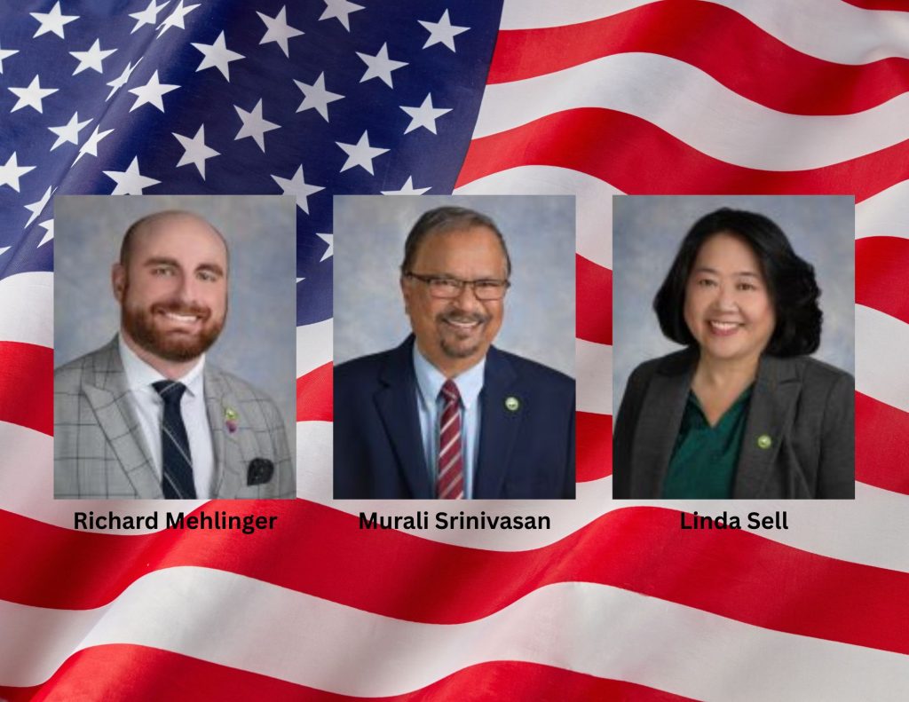Sunnyvale City Council Members Linda Sell, Murali Srinivasan and Richard Mehlinger are running for re-election unopposed this November.