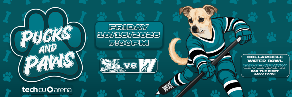 Pucks and Paws: San Jose Barracuda vs Calgary Wranglers — 7 p.m. at Tech CU Arena, San Jose