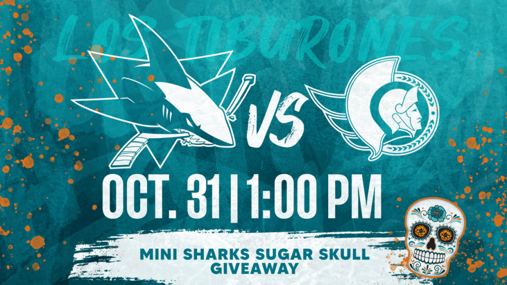 Los Triburones: San Jose Sharks vs Ottawa Senators — Saturday, Oct. 31 at 1 p.m. at the SAP Center, San José