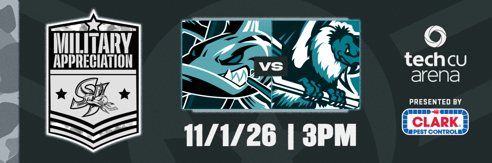 Military Appreciation Night: San Jose Barracuda vs Bakersfield Condors — Sunday, Nov. 1 at 3 p.m. at Tech CU Arena, San José